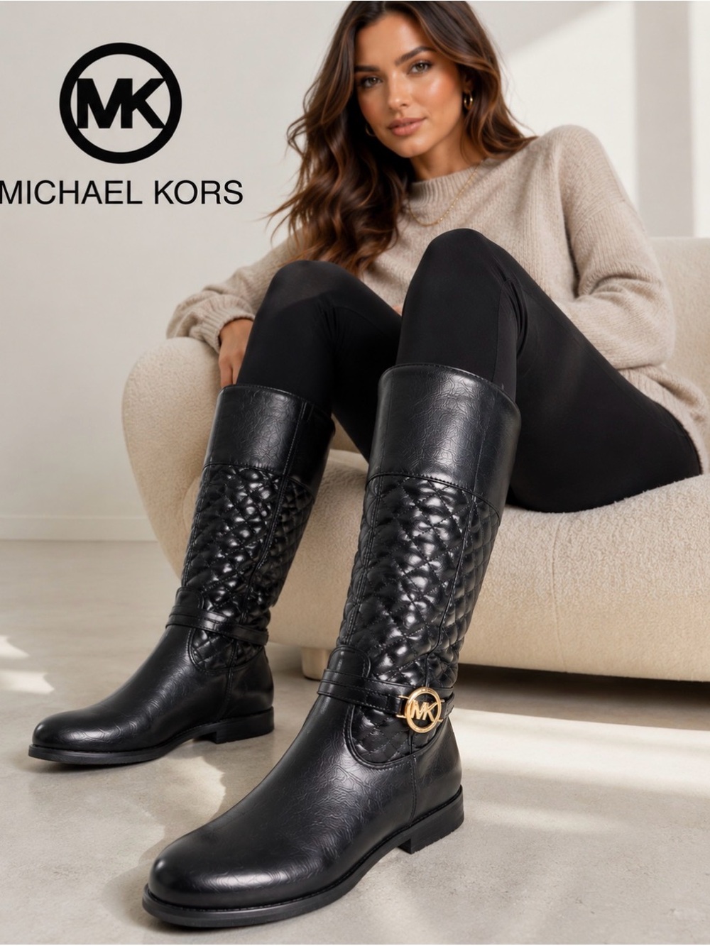 Michael Kors Makena Black Boots Size 5